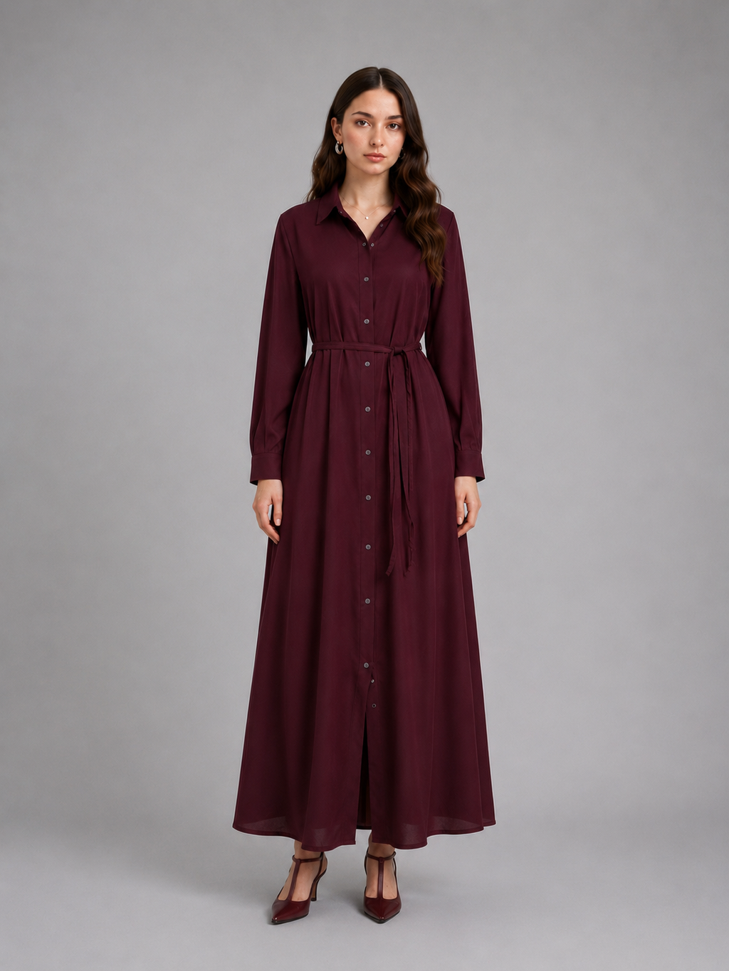 Meroon long denim dress