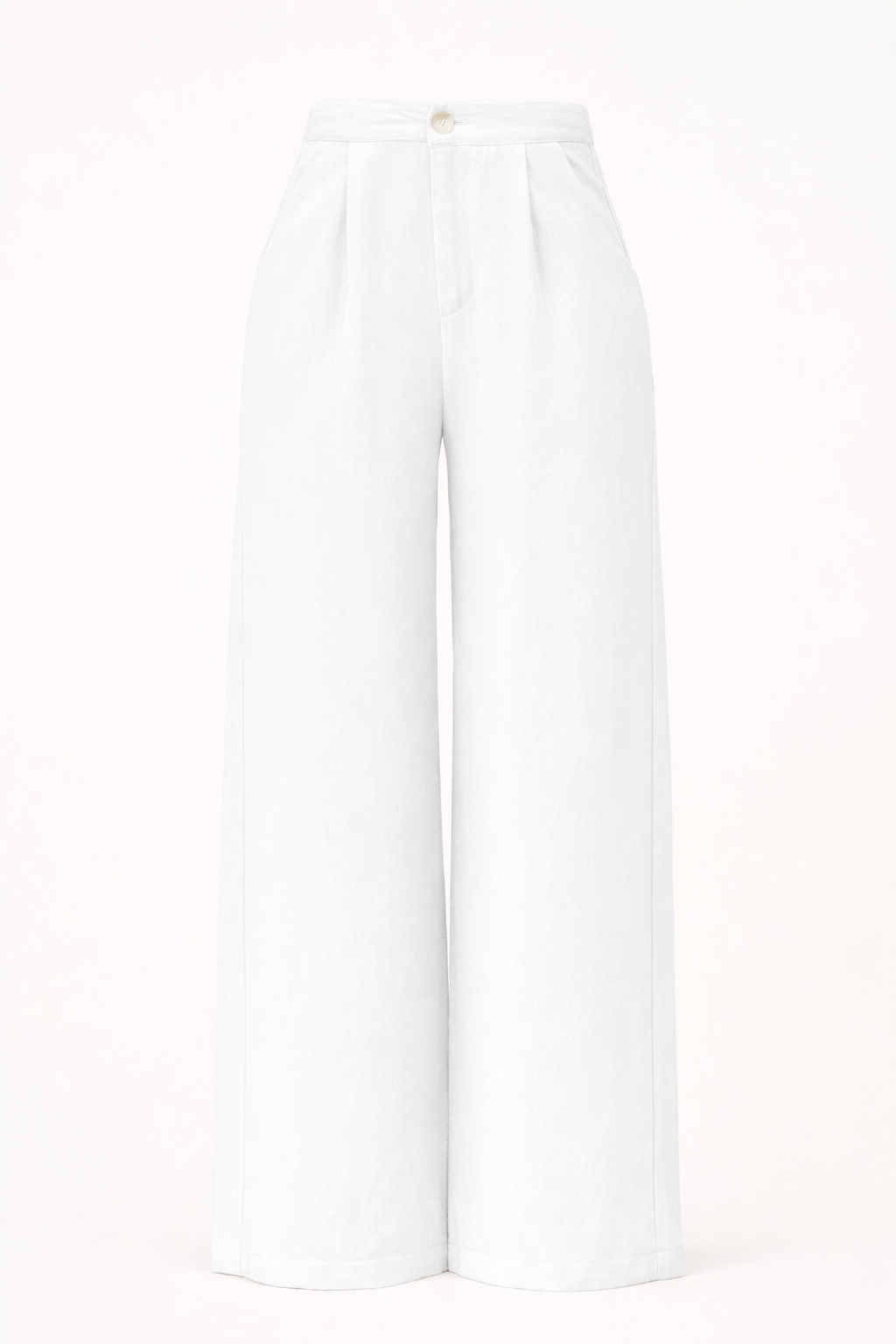 White linen blend trousers