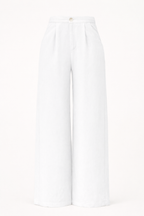 White linen blend trousers