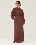 Brown linen skirt set
