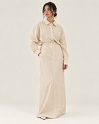 Cream linen skirt set
