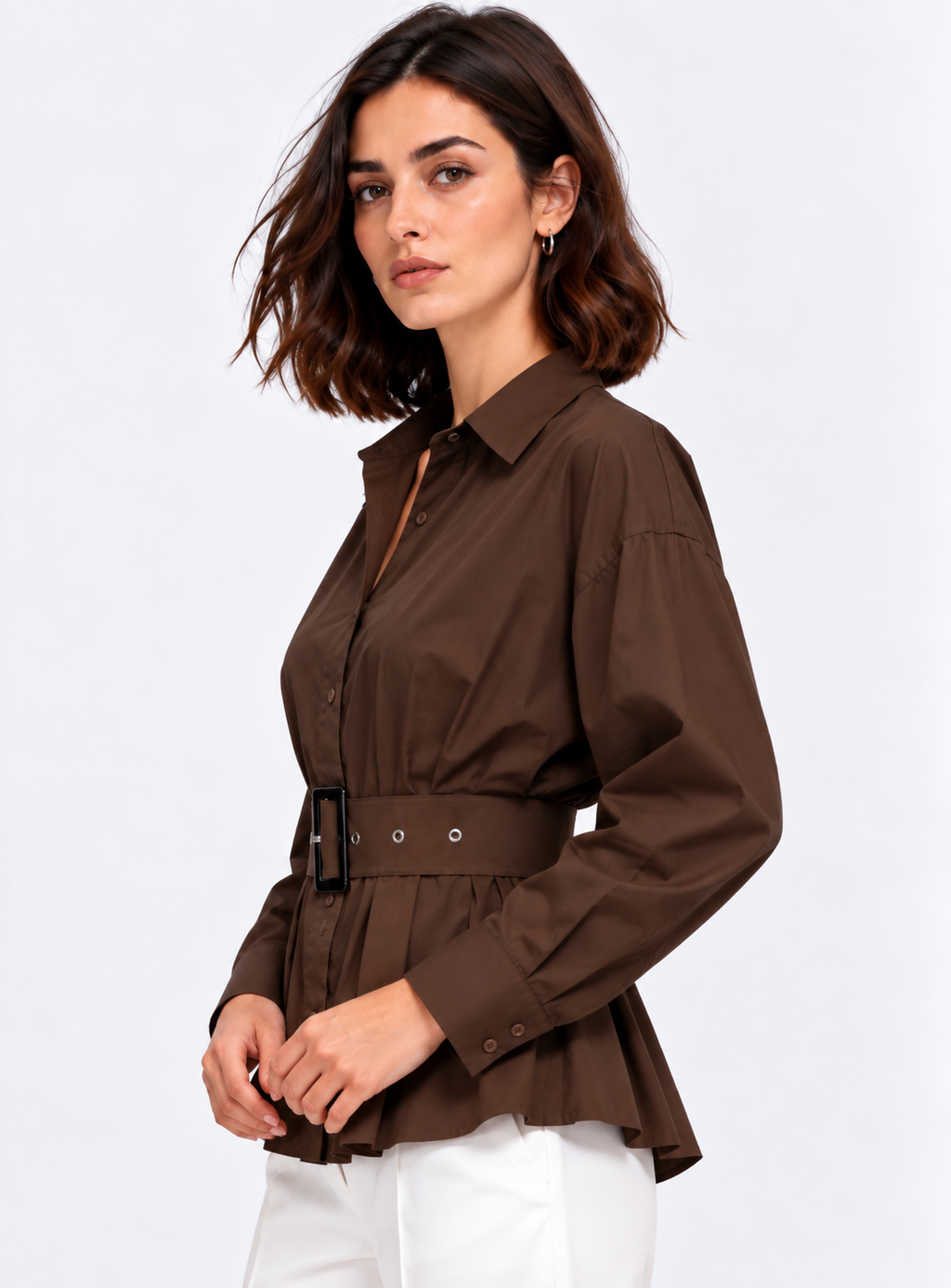 waist belted shirt
