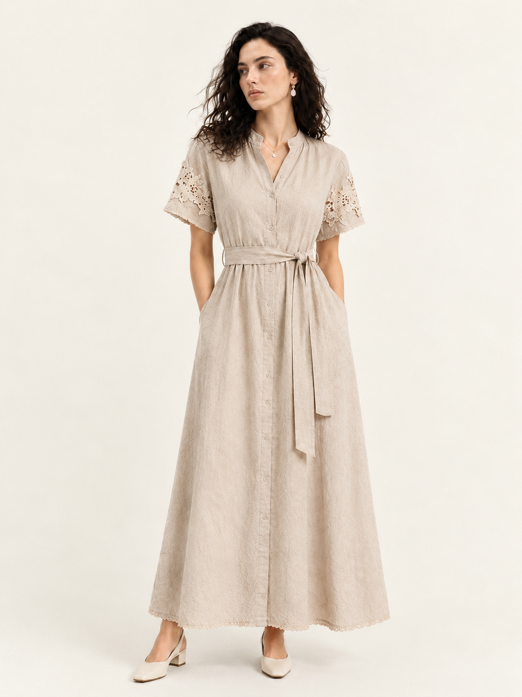 lace sleeve maxi