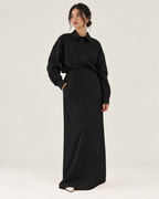Black linen skirt set