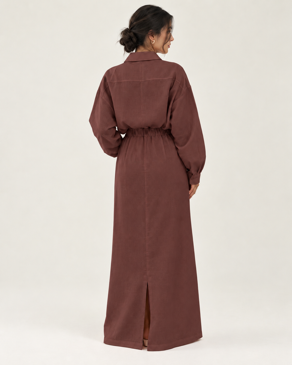 Brown linen skirt set