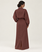 Brown linen skirt set