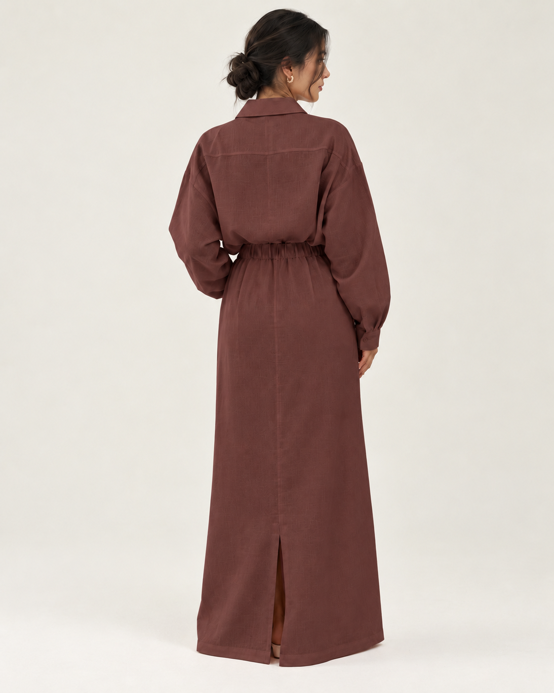 Brown linen skirt set