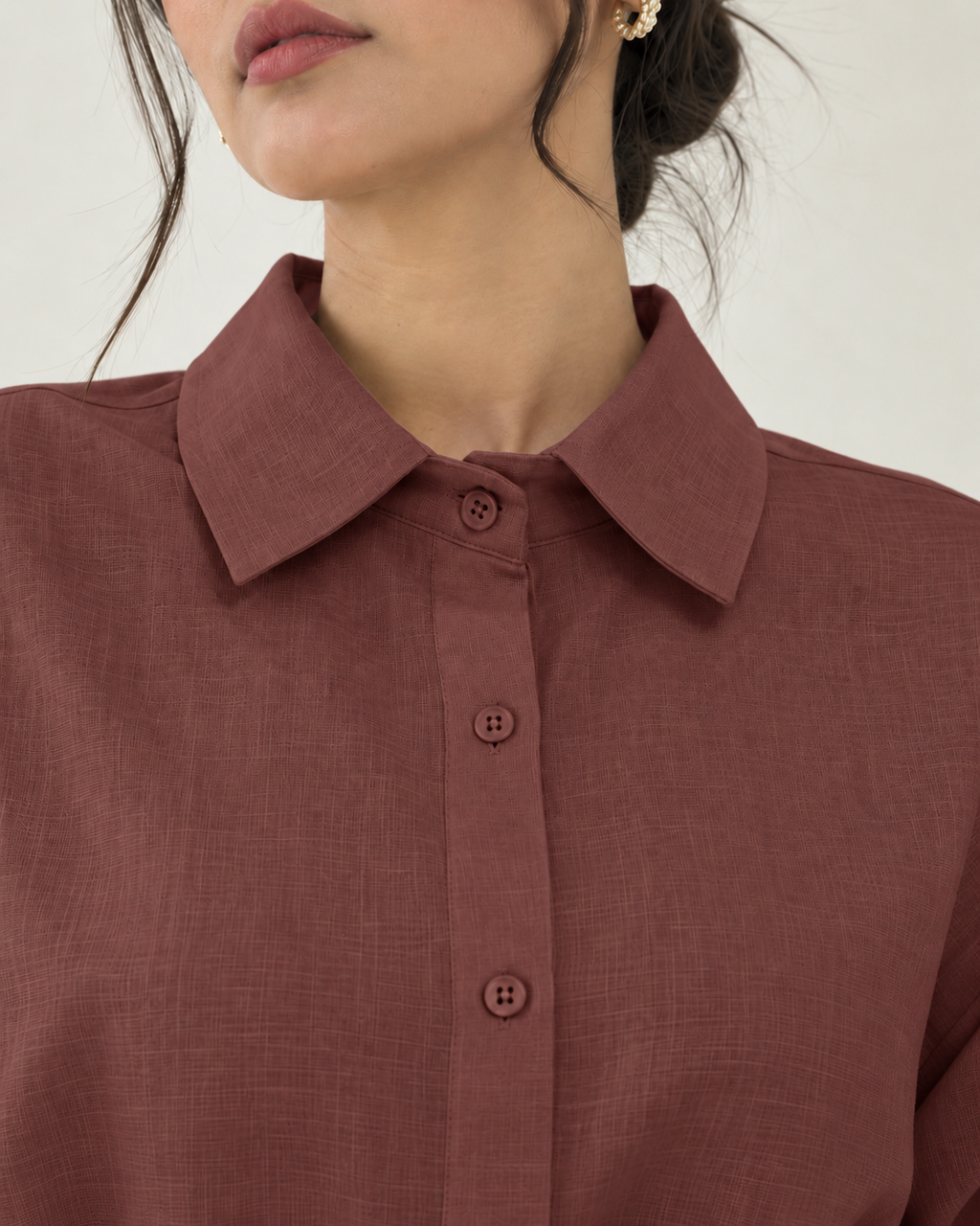Brown linen skirt set