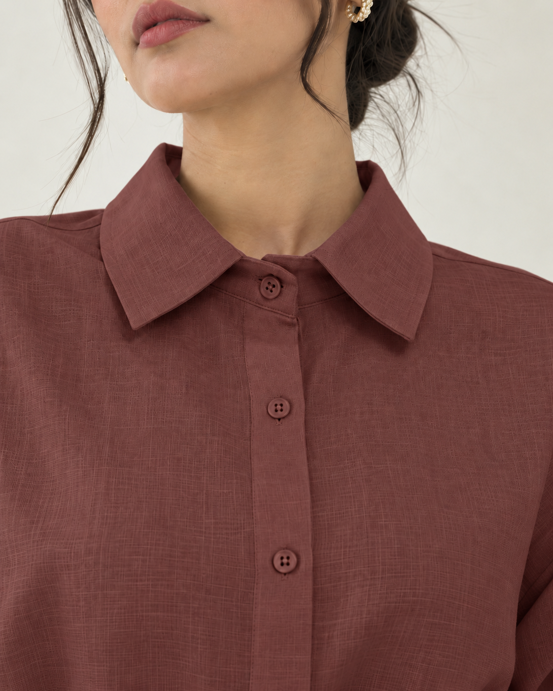 Brown linen skirt set