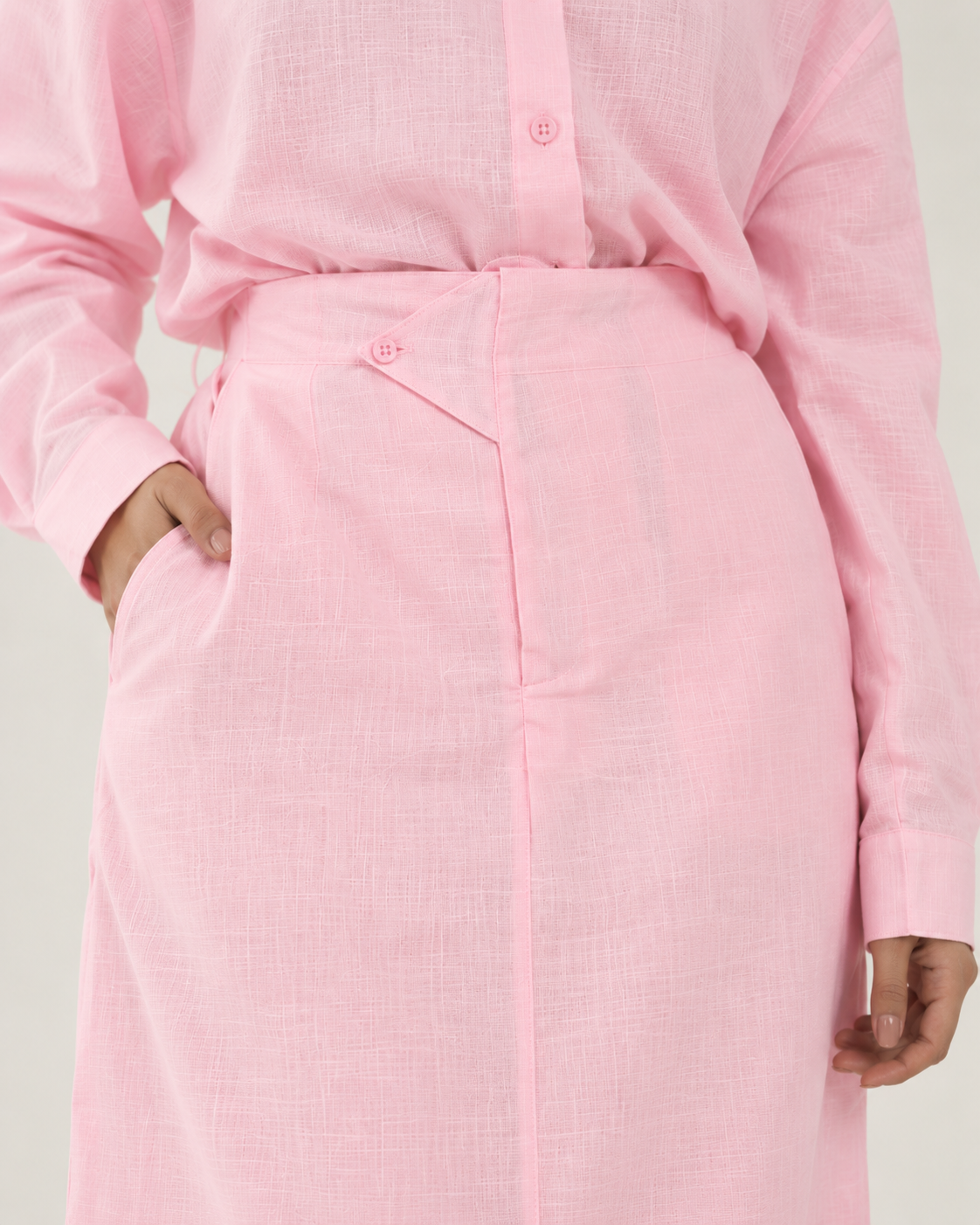Pink linen skirt set