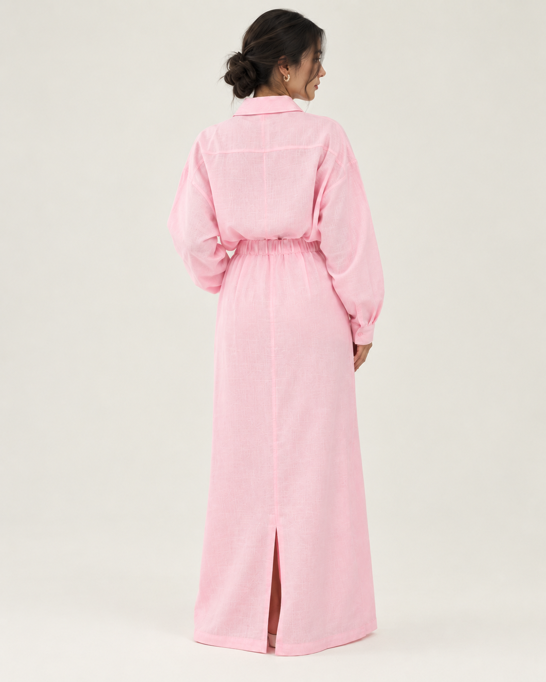 Pink linen skirt set
