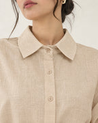 Cream linen skirt set