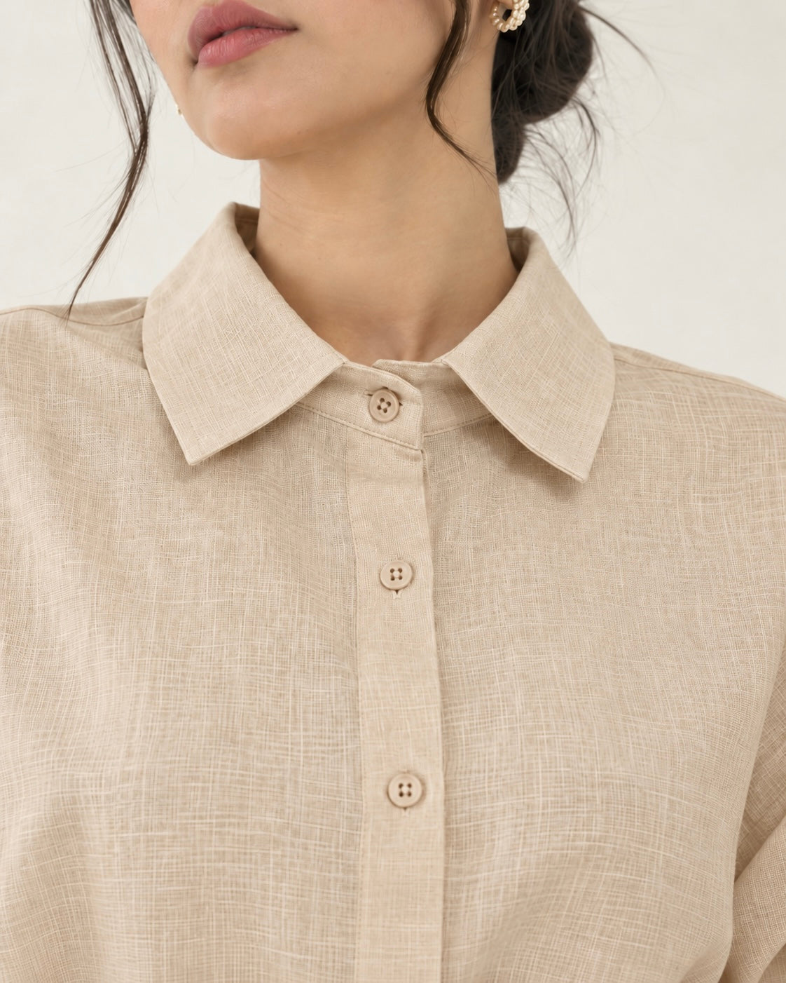 Cream linen skirt set