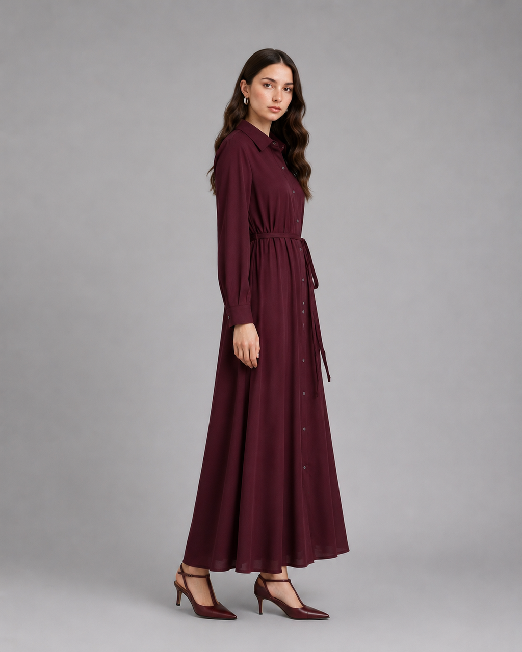 Meroon long denim dress