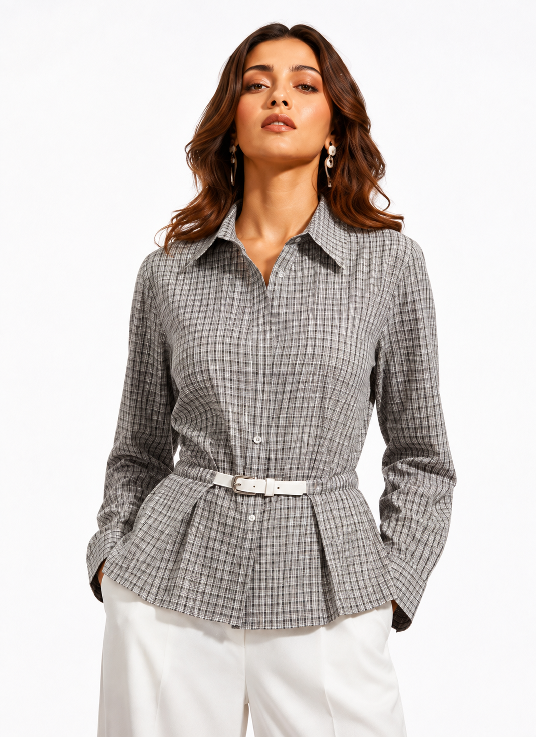 checked fitted shirt