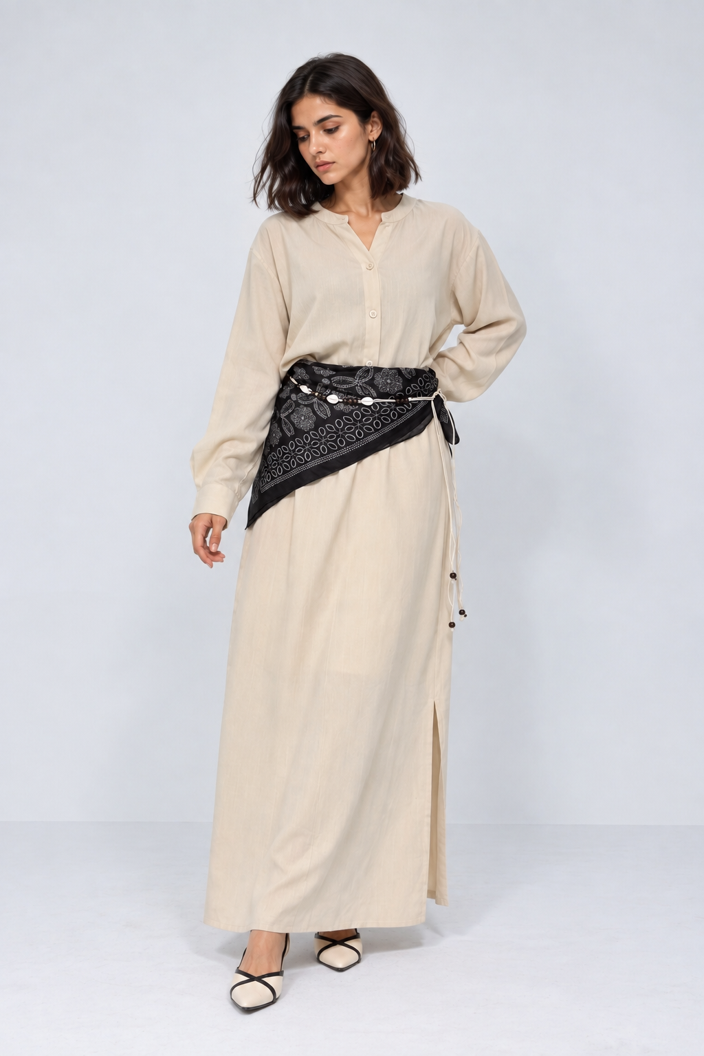 Cream skirt set
