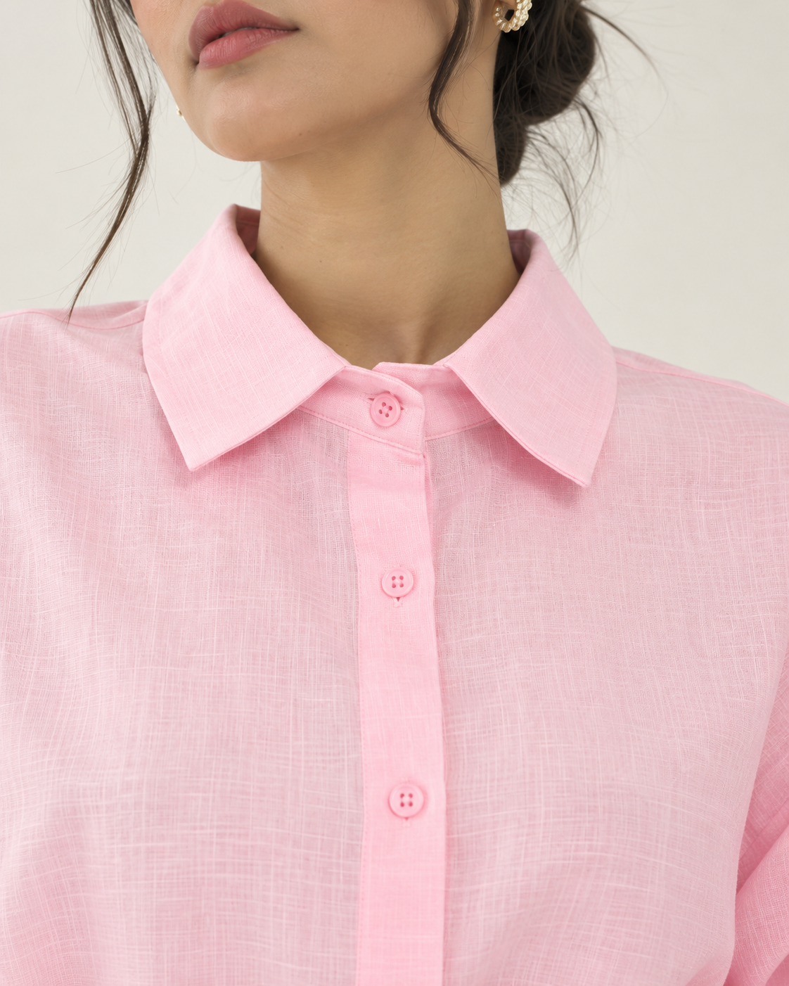 Pink linen skirt set