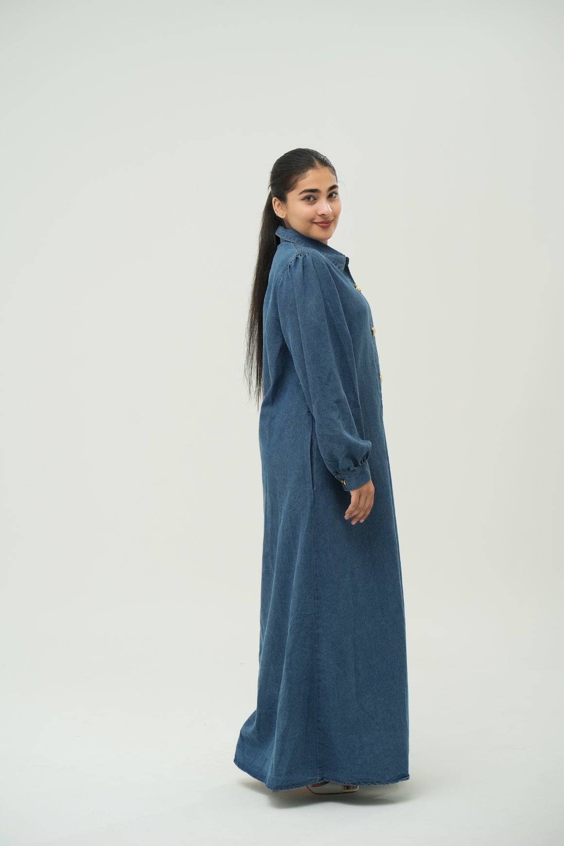 LONG DENIM ACCENT DRESSES
