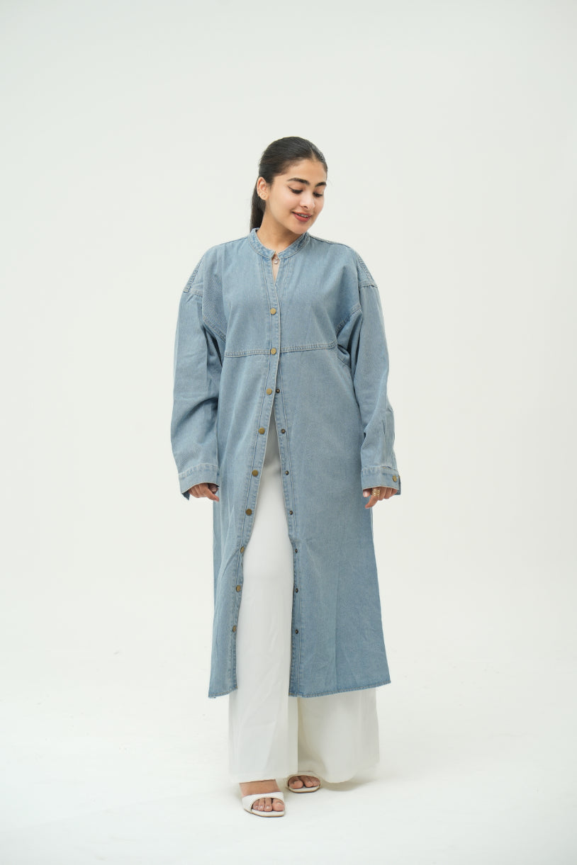LONG DENIM BUTTON DRESS