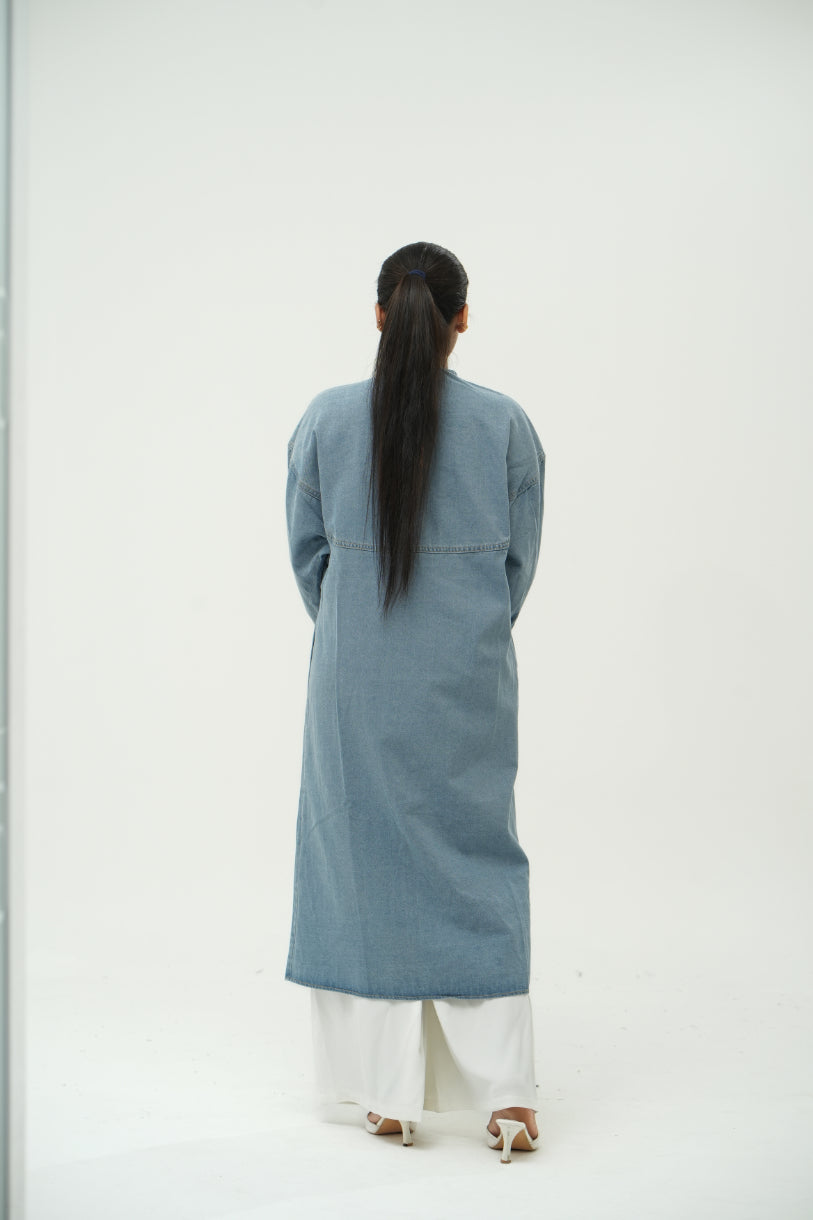 LONG DENIM BUTTON DRESS