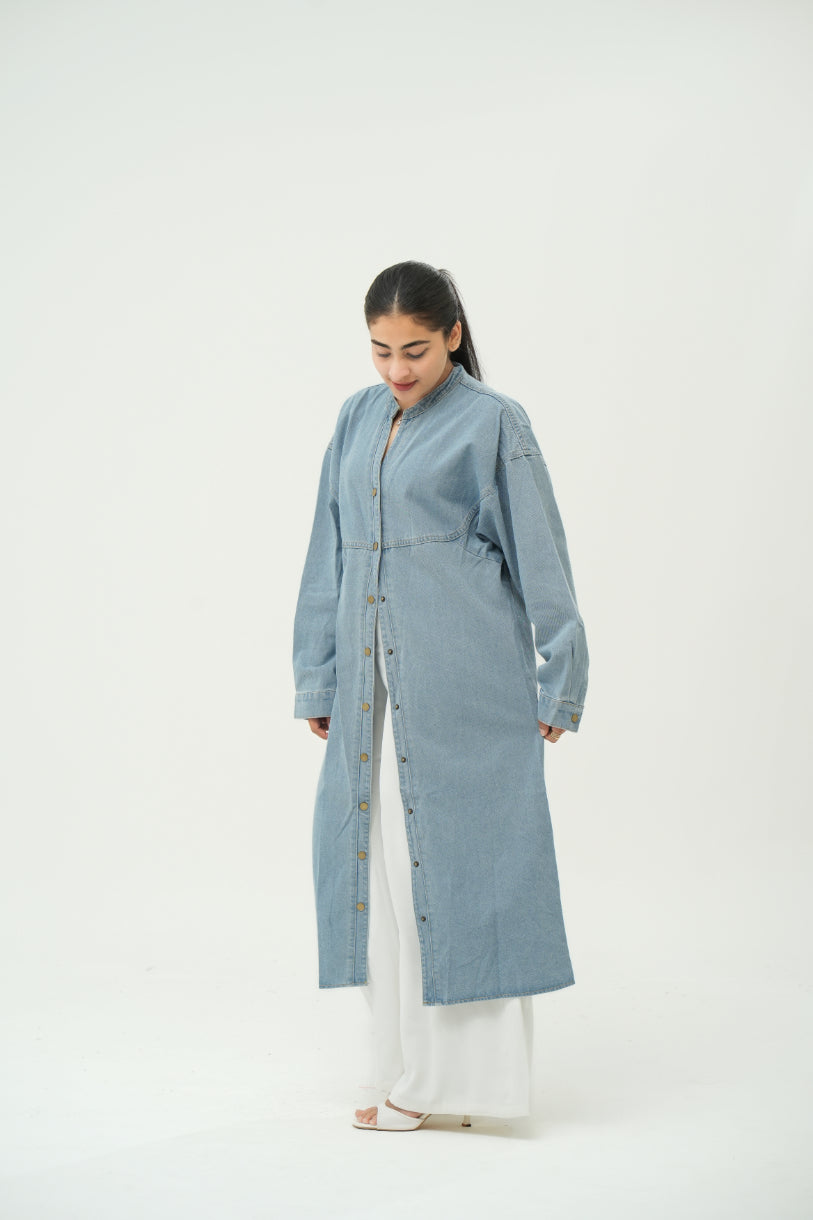 LONG DENIM BUTTON DRESS