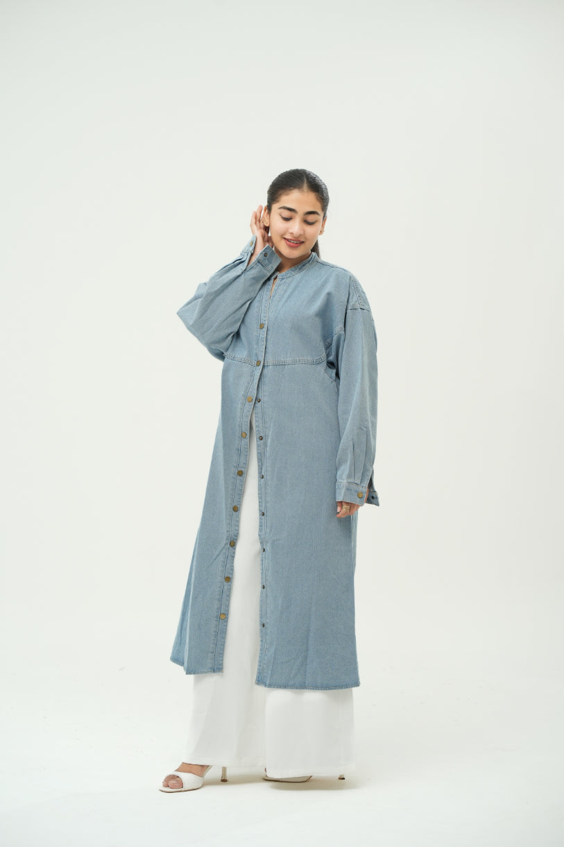 LONG DENIM BUTTON DRESS