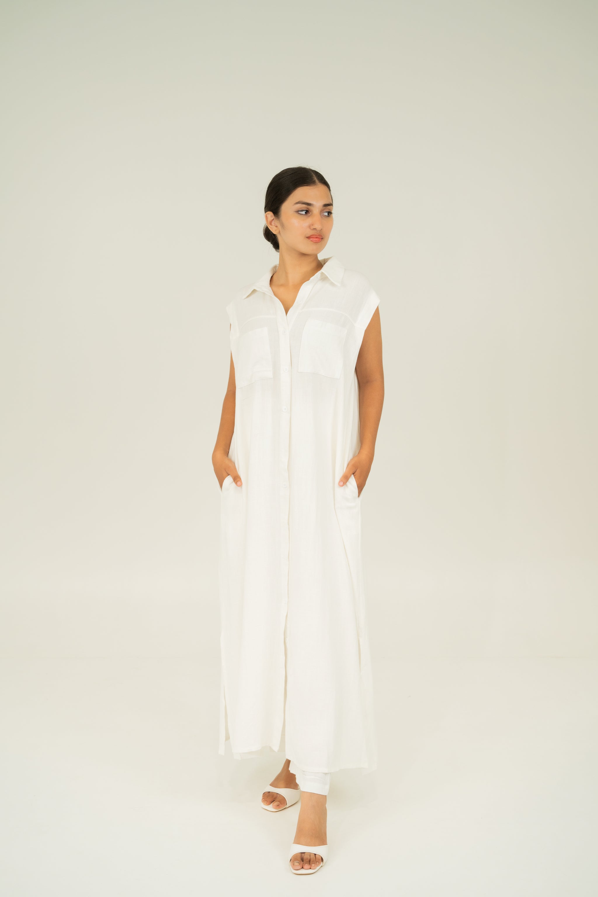 EASE SHIRT MAXI DRESSES WHITE