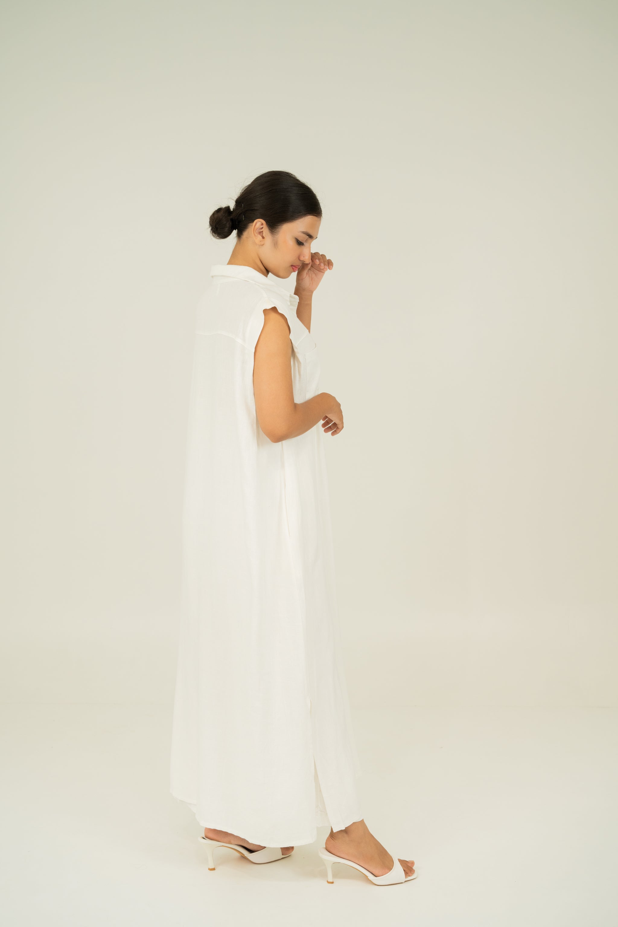 EASE SHIRT MAXI DRESSES WHITE