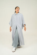 blue pinstripe long shirt