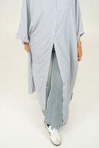 blue pinstripe long shirt