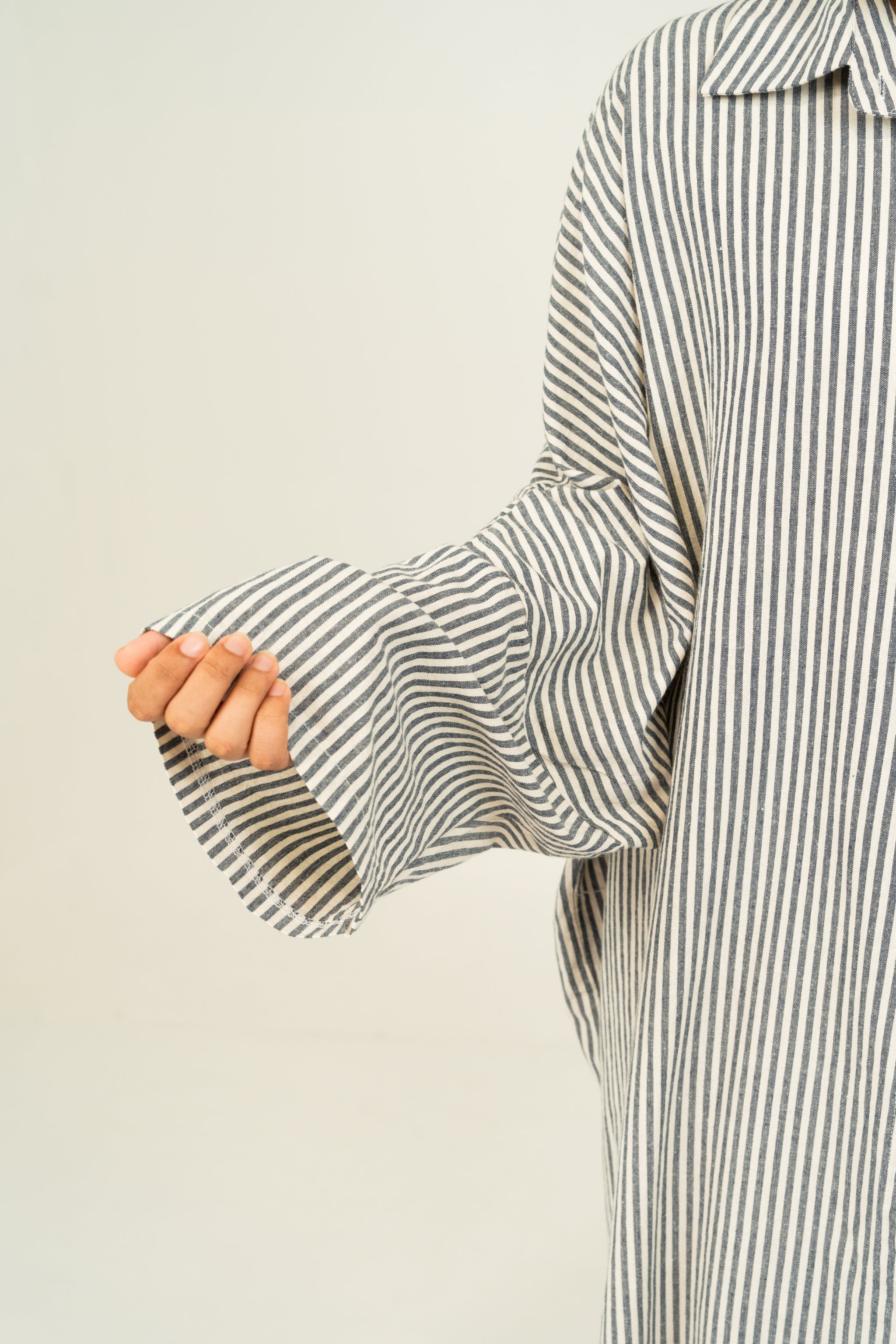 grey linen pinstripe long shirt