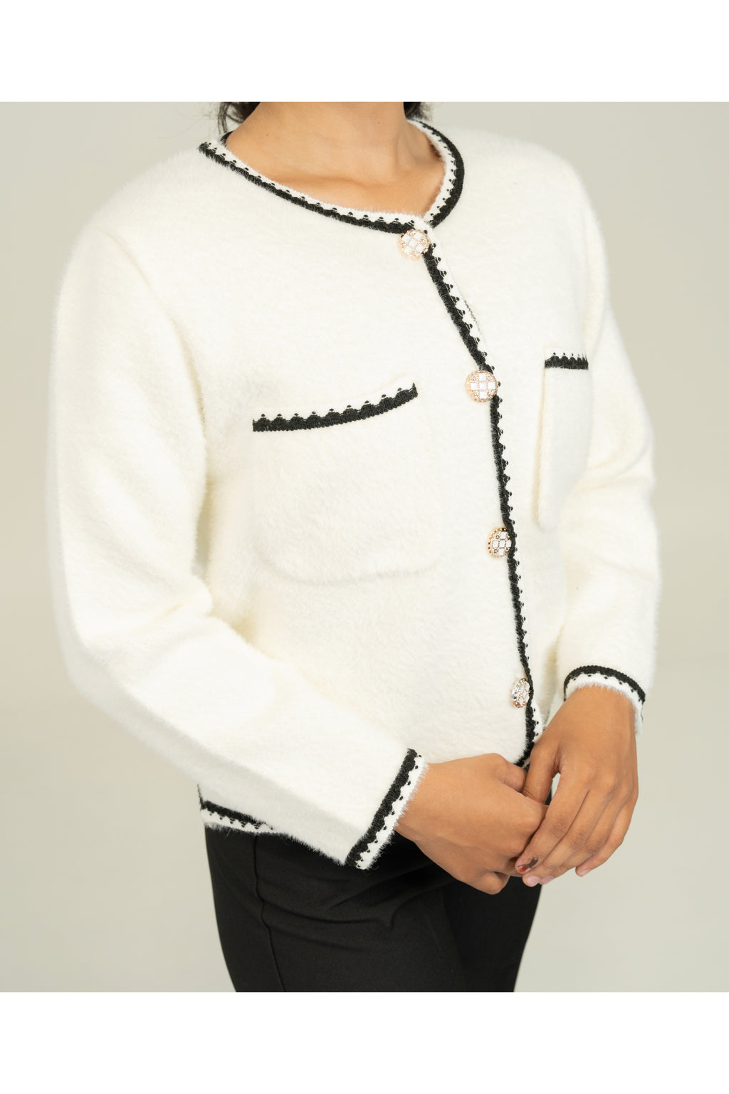 trim detail knit cardigan