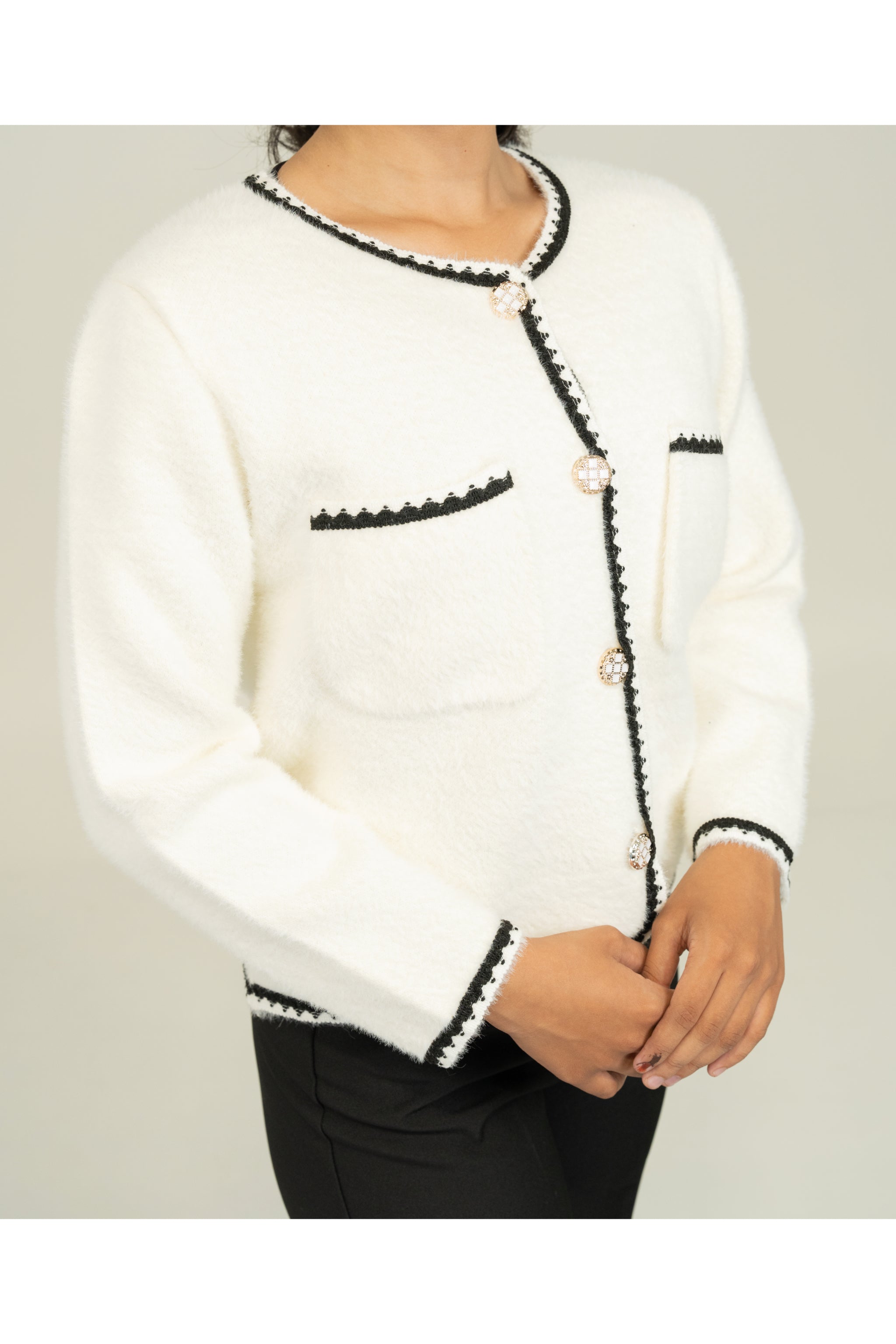 trim detail knit cardigan