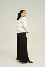button front black  stripe cardigan