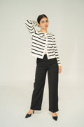 stripe button knitwear