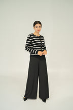 stripe button knitwear