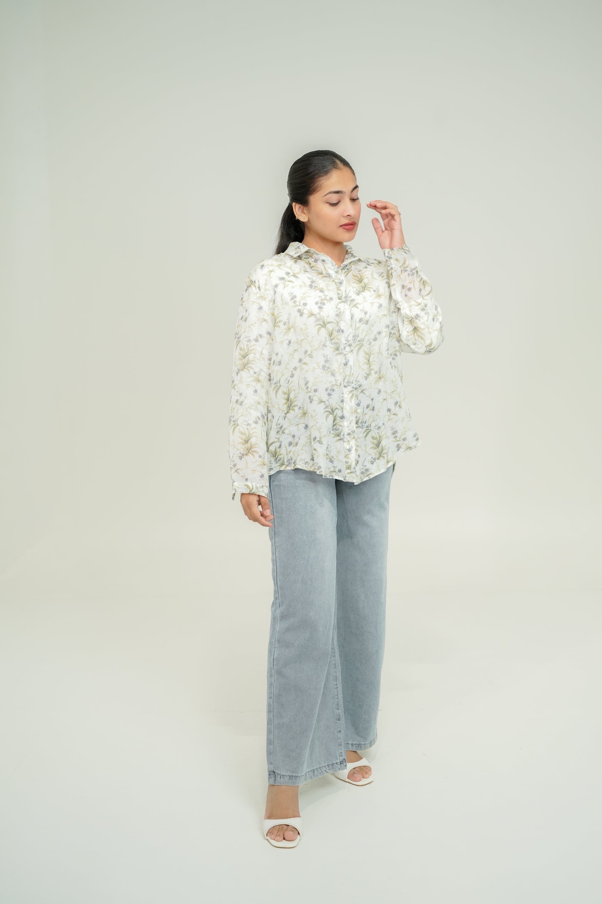 Floral linen shirt