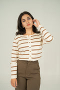 stripe button knitwear