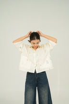 floral pocket crop shirt