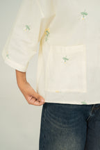 floral pocket crop shirt