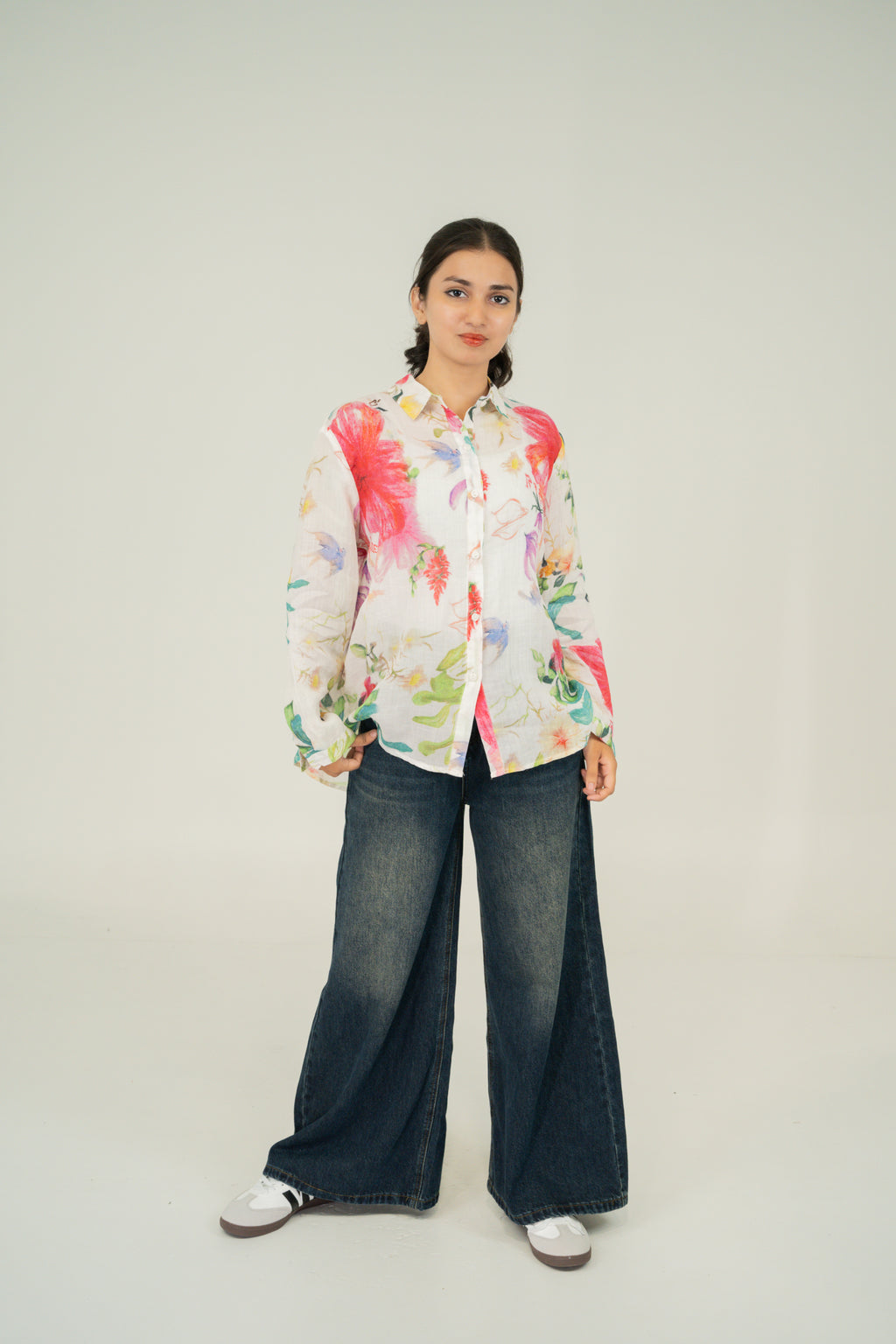 Floral linen shirt
