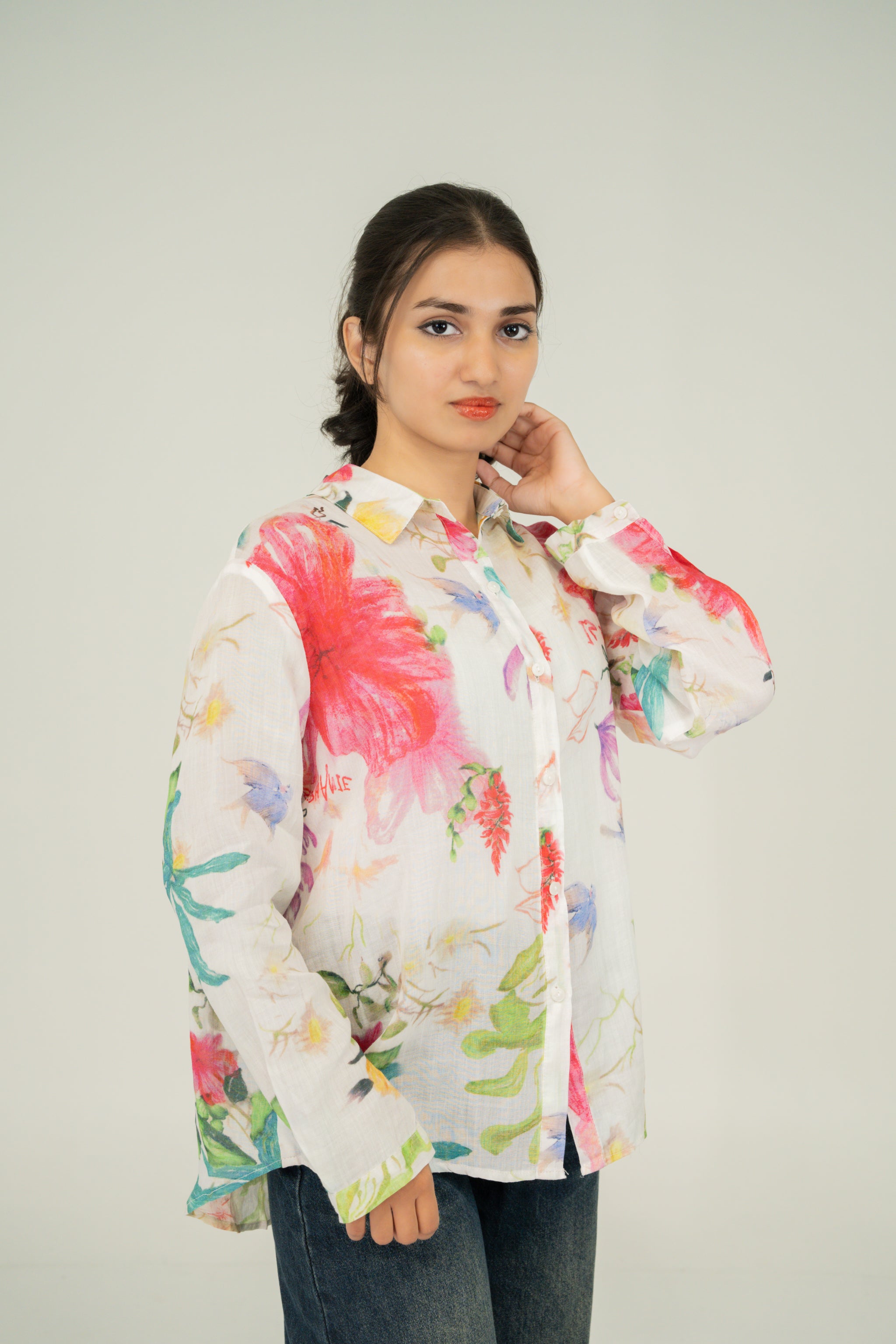 Floral linen shirt