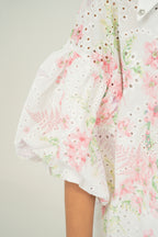 floral print puff shirt