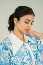 floral print puff shirt