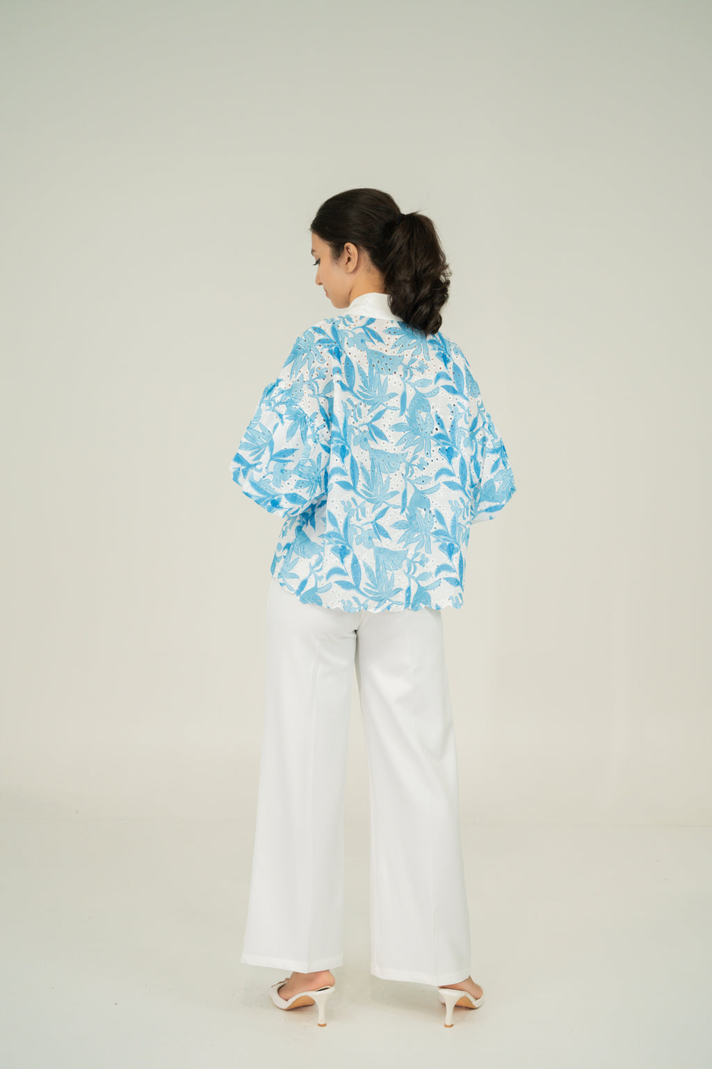 floral print puff shirt