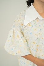 floral print puff shirt