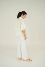 floral print puff shirt