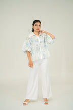 floral print puff shirt
