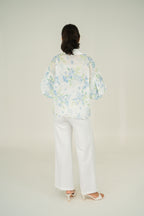 floral print puff shirt