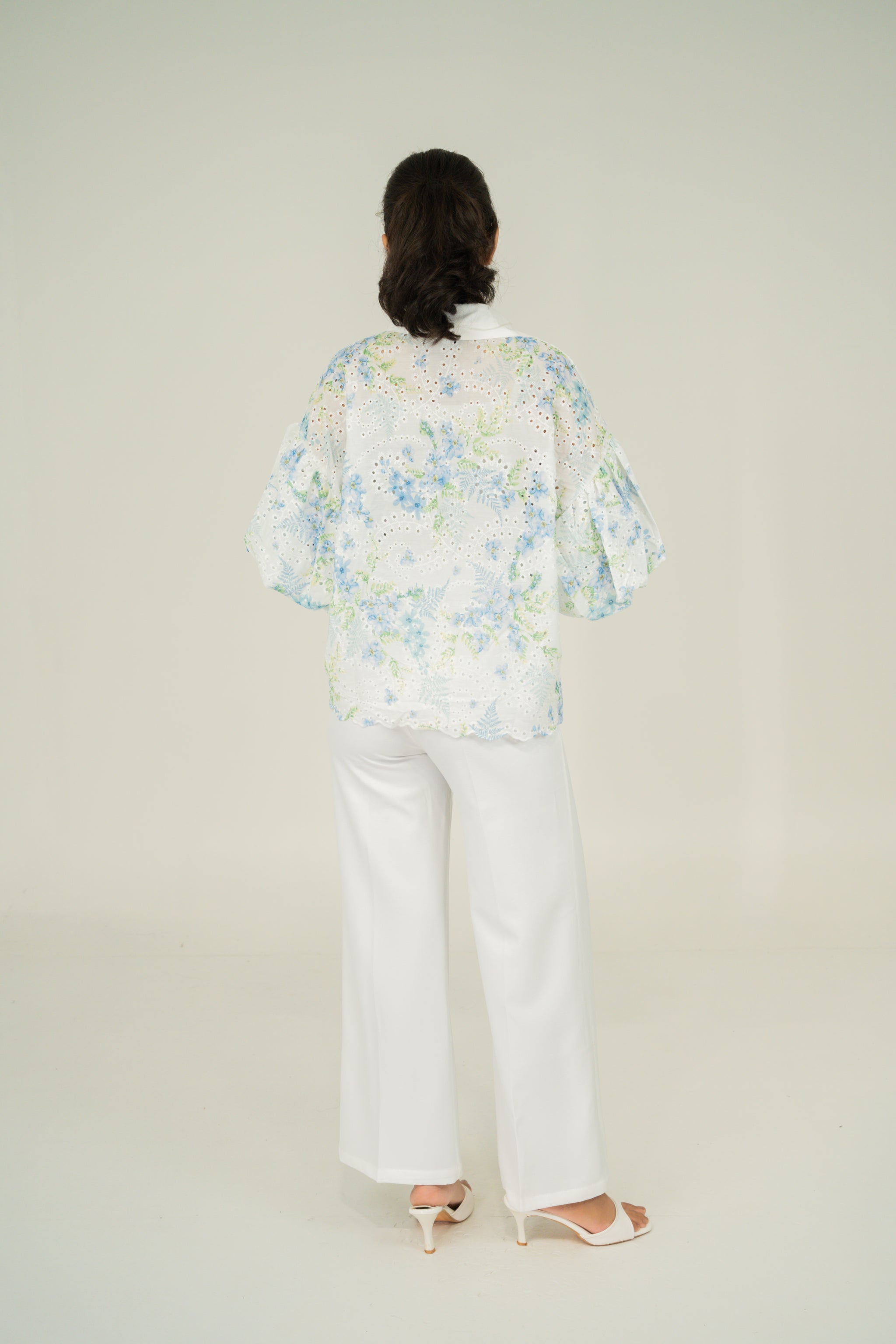 floral print puff shirt